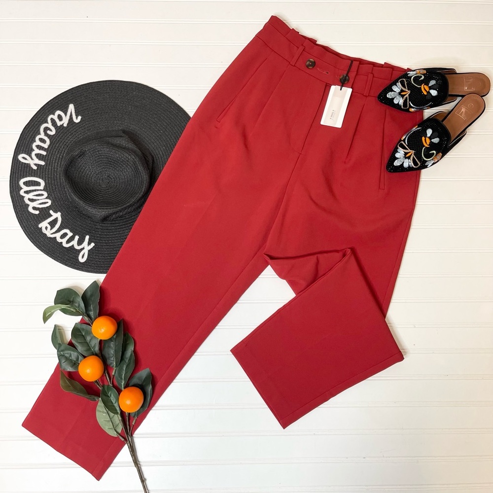 a loves a Brick Red Paperbag Cropped Pants